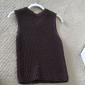 Brown Knit Sleeveless Top